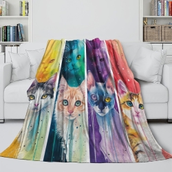 Chat Plaid en Polaire Imprimé 3D Couverture Douce Confortable pour Canapé Lit Bureau