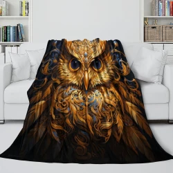 Hibou Plaid en Polaire Imprimé 3D Couverture Douce Confortable pour Canapé Lit Bureau