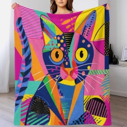 Cat 3D Printed Fleece Throw Blanket Soft Cozy Blanket for Couch Sofa Bed Office
