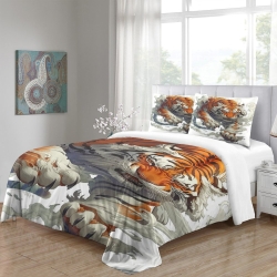 Tigre Housse de Couette Imprimée 3D Douce 3 Pièces Literie Garçons Filles