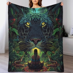 Leopard 3D Printed Fleece Throw Blanket Soft Cozy Blanket for Couch Sofa Bed Office
