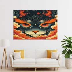 Chat Peinture sur toile sans cadre, impressions posters art mural pour déco maison chambre bureau