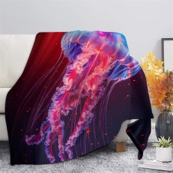 Méduse Plaid en Polaire Imprimé 3D Couverture Douce Confortable pour Canapé Lit Bureau