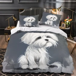 Shih Tzu Housse de Couette Imprimée 3D Douce 3 Pièces Literie Garçons Filles