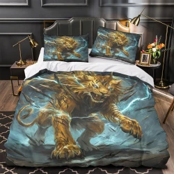 Lion Housse de Couette Imprimée 3D Douce 3 Pièces Literie Garçons Filles