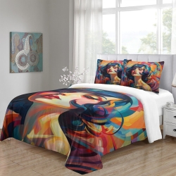 Art abstrait Femmes Housse de Couette Imprimée 3D Douce 3 Pièces Literie Garçons Filles