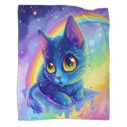 Chat Plaid en Polaire Imprimé 3D Couverture Douce Confortable pour Canapé Lit Bureau