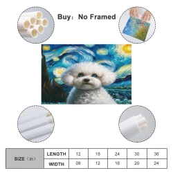 Chien mignon Peinture sur toile sans cadre, impressions posters art mural pour déco maison chambre bureau