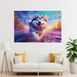 Husky Peinture sur toile sans cadre, impressions posters art mural pour déco maison chambre bureau
