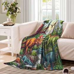 Dinosaure Plaid en Polaire Imprimé 3D Couverture Douce Confortable pour Canapé Lit Bureau