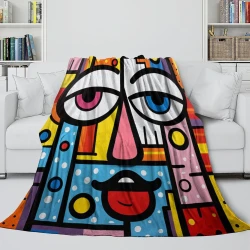 Art abstrait Plaid en Polaire Imprimé 3D Couverture Douce Confortable pour Canapé Lit Bureau