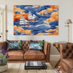 Velero Pintura en lienzo sin marco, impresiones de pósters arte pared para decoración hogar dormitorio oficina