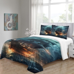 Voilier Housse de Couette Imprimée 3D Douce 3 Pièces Literie Garçons Filles