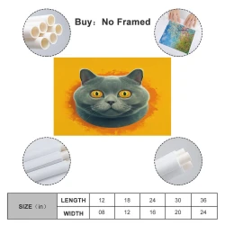 Chat Peinture sur toile sans cadre, impressions posters art mural pour déco maison chambre bureau