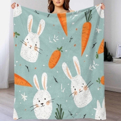 Rabbit bunny 3D Printed Fleece Throw Blanket Soft Cozy Blanket for Couch Sofa Bed Office