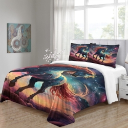 Cheval Housse de Couette Imprimée 3D Douce 3 Pièces Literie Garçons Filles