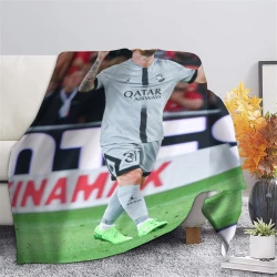 Lionel Messi Plaid en Polaire Imprimé 3D Couverture Douce Confortable pour Canapé Lit Bureau