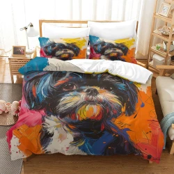 Shih Tzu Copripiumino Stampato 3D Morbido 3 Pezzi Biancheria da Letto per Ragazzi Ragazze