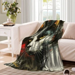 Cute Chat Plaid en Polaire Imprimé 3D Couverture Douce Confortable pour Canapé Lit Bureau