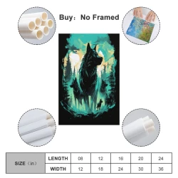 Loup Peinture sur toile sans cadre, impressions posters art mural pour déco maison chambre bureau