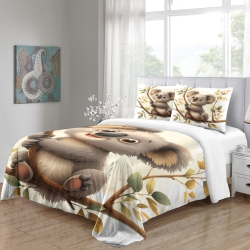Koala Housse de Couette Imprimée 3D Douce 3 Pièces Literie Garçons Filles