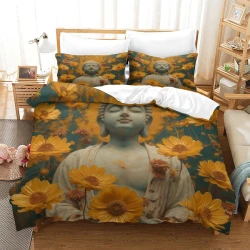 Buda Funda Nórdica Impresa en 3D Suave 3 Piezas Ropa de Cama para Niños Niñas