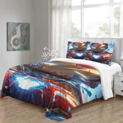Avengers Iron Man Funda Nórdica Impresa en 3D Suave 3 Piezas Ropa de Cama para Niños Niñas