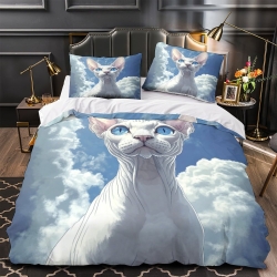 Chat sphynx Housse de Couette Imprimée 3D Douce 3 Pièces Literie Garçons Filles