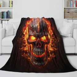 Calavera Manta de Forro Polar Impresa en 3D Suave y Acogedora para Sofá Cama Oficina