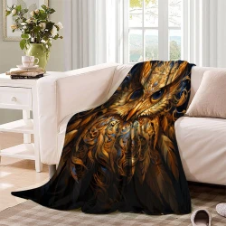 Hibou Plaid en Polaire Imprimé 3D Couverture Douce Confortable pour Canapé Lit Bureau