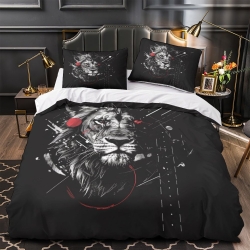Lion Housse de Couette Imprimée 3D Douce 3 Pièces Literie Garçons Filles