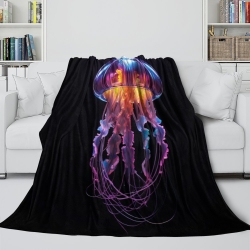 Méduse Plaid en Polaire Imprimé 3D Couverture Douce Confortable pour Canapé Lit Bureau