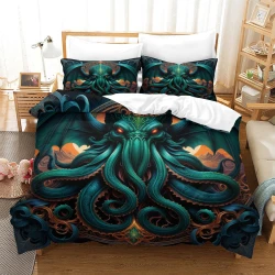 Mythe de l'horreur Cthulhu Housse de Couette Imprimée 3D Douce 3 Pièces Literie Garçons Filles