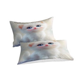 Cute Chat Housse de Couette Imprimée 3D Douce 3 Pièces Literie Garçons Filles