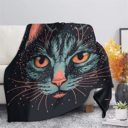 Chat Plaid en Polaire Imprimé 3D Couverture Douce Confortable pour Canapé Lit Bureau
