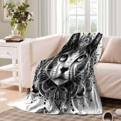 Cute Chat Plaid en Polaire Imprimé 3D Couverture Douce Confortable pour Canapé Lit Bureau
