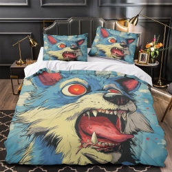 Loup Housse de Couette Imprimée 3D Douce 3 Pièces Literie Garçons Filles