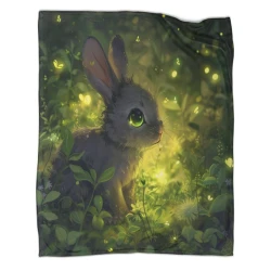 Lapin Petit lapin Plaid en Polaire Imprimé 3D Couverture Douce Confortable pour Canapé Lit Bureau