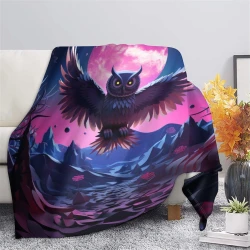 Hibou Plaid en Polaire Imprimé 3D Couverture Douce Confortable pour Canapé Lit Bureau