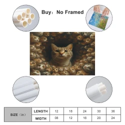 Chat Peinture sur toile sans cadre, impressions posters art mural pour déco maison chambre bureau