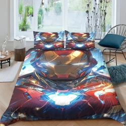 Avengers Iron Man Funda Nórdica Impresa en 3D Suave 3 Piezas Ropa de Cama para Niños Niñas