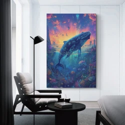 Baleine Peinture sur toile sans cadre, impressions posters art mural pour déco maison chambre bureau