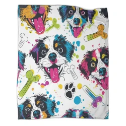 Chien mignon Plaid en Polaire Imprimé 3D Couverture Douce Confortable pour Canapé Lit Bureau
