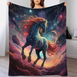 Cheval Plaid en Polaire Imprimé 3D Couverture Douce Confortable pour Canapé Lit Bureau