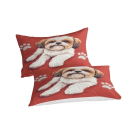 Shih Tzu Housse de Couette Imprimée 3D Douce 3 Pièces Literie Garçons Filles