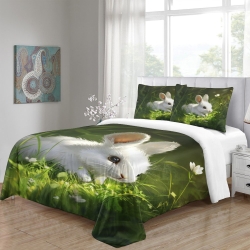 Lapin Housse de Couette Imprimée 3D Douce 3 Pièces Literie Garçons Filles