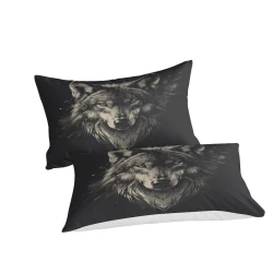 Loup Housse de Couette Imprimée 3D Douce 3 Pièces Literie Garçons Filles
