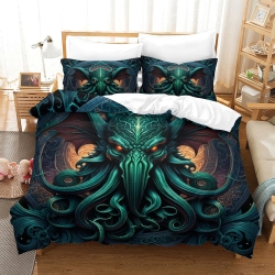 Mythe de l'horreur Cthulhu Housse de Couette Imprimée 3D Douce 3 Pièces Literie Garçons Filles
