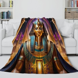Egyptian Pharaoh 3D Printed Fleece Throw Blanket Soft Cozy Blanket for Couch Sofa Bed Office