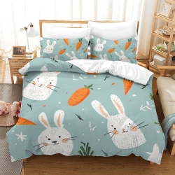 Lapin Housse de Couette Imprimée 3D Douce 3 Pièces Literie Garçons Filles